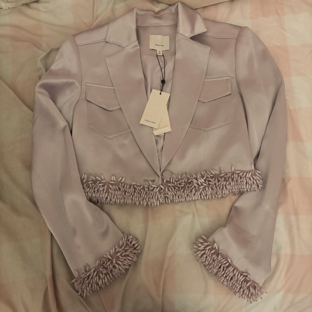 cinq à sept cropped satin blazer ♡ new with tags